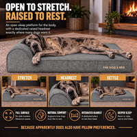 The Dog’s Bed Orthopedic Memory Foam Dog Bed with Headrest XL 6-Inch – Essentials for Dogs - Grey Linen / XXL (54"L x 36"W x 6"Th) - image 4