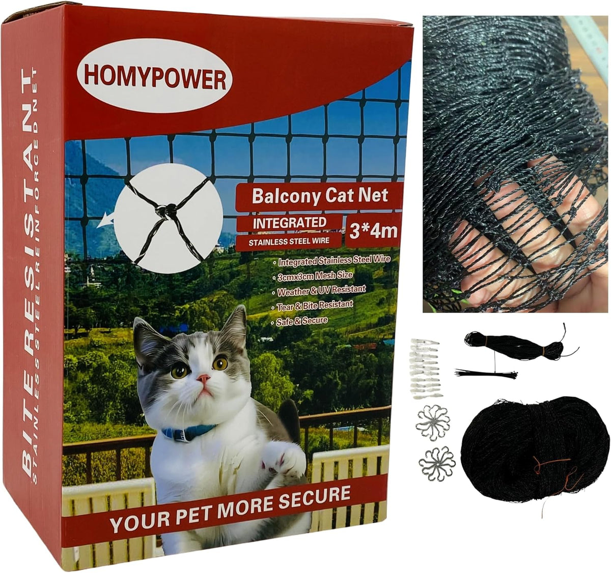 Cat Netting Balcony, Safety Net for Cat - 10x13 ft