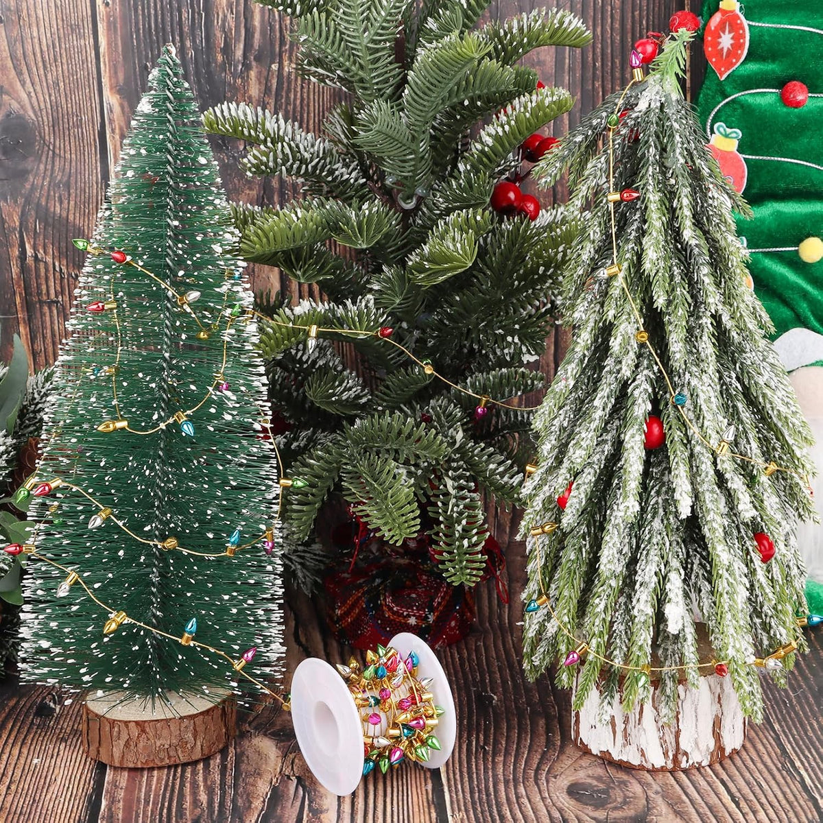 FOIMAS mini dollhouse fake Christmas string lights with colorful plastic bulbs - view 6