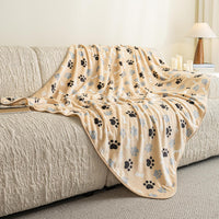 Dog Blanket Paw Bone Pattern 1 Pack 2 Super Soft Warm Flannel Sofa - 60*50 inch (Pack of 2) / Beige|paw Bone - image 2