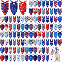 Preboun 100 Pcs Fall Paw Print Dog Bandanas Bulk - 4th of July / 25.6 x 17.7 x 17.7 Inch
