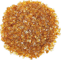 TWINKLING High Luster Fire Glass Gravel Stone Glitter,Broken Glass,Fire Gems Chips,Crushed Glass for Fire Pit Crafts Resin Art Aquarium Garden Decoration,3-6mm,1-Pound Jar (Deep Amber)