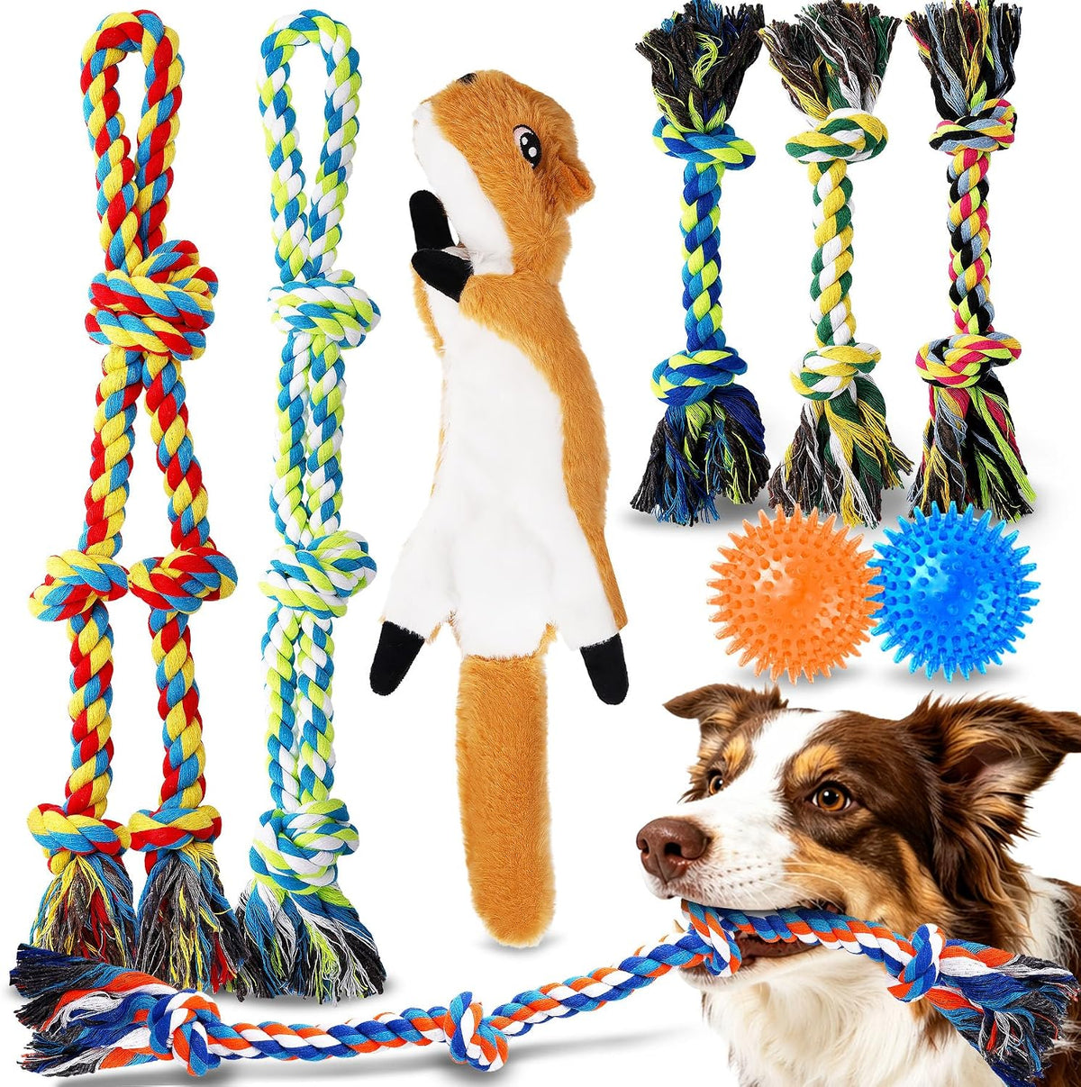 Forfon Tough & Strong Dog Rope Toy for Aggressive Chewers – Essentials for Dogs - Multiple colors