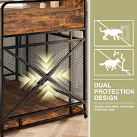 Dog Crate Furniture, 48" Heavy Duty Wooden Dog Crate End Table, XL Dog Kennel Furniture Large Breed, Decorative Dog Kennel Indoor with 3 Drawers & Steel Tubes 48" L x28 W x38 H (Rustic Brown)