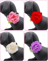 PET SHOW 4 Pack Small Dog Bows Sliding on Collar Attachment – Essentials for Dogs - Red, Pink, Purple, White - image 4