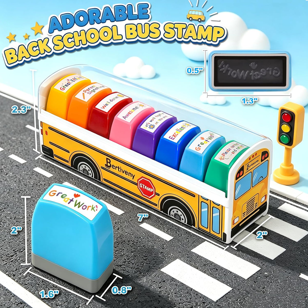Teacher Stamps for Grading Classroom - School Bus Stamp - image 3