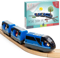 Kipipol Battery Operated Action Locomotive Toy Train Set for Wooden