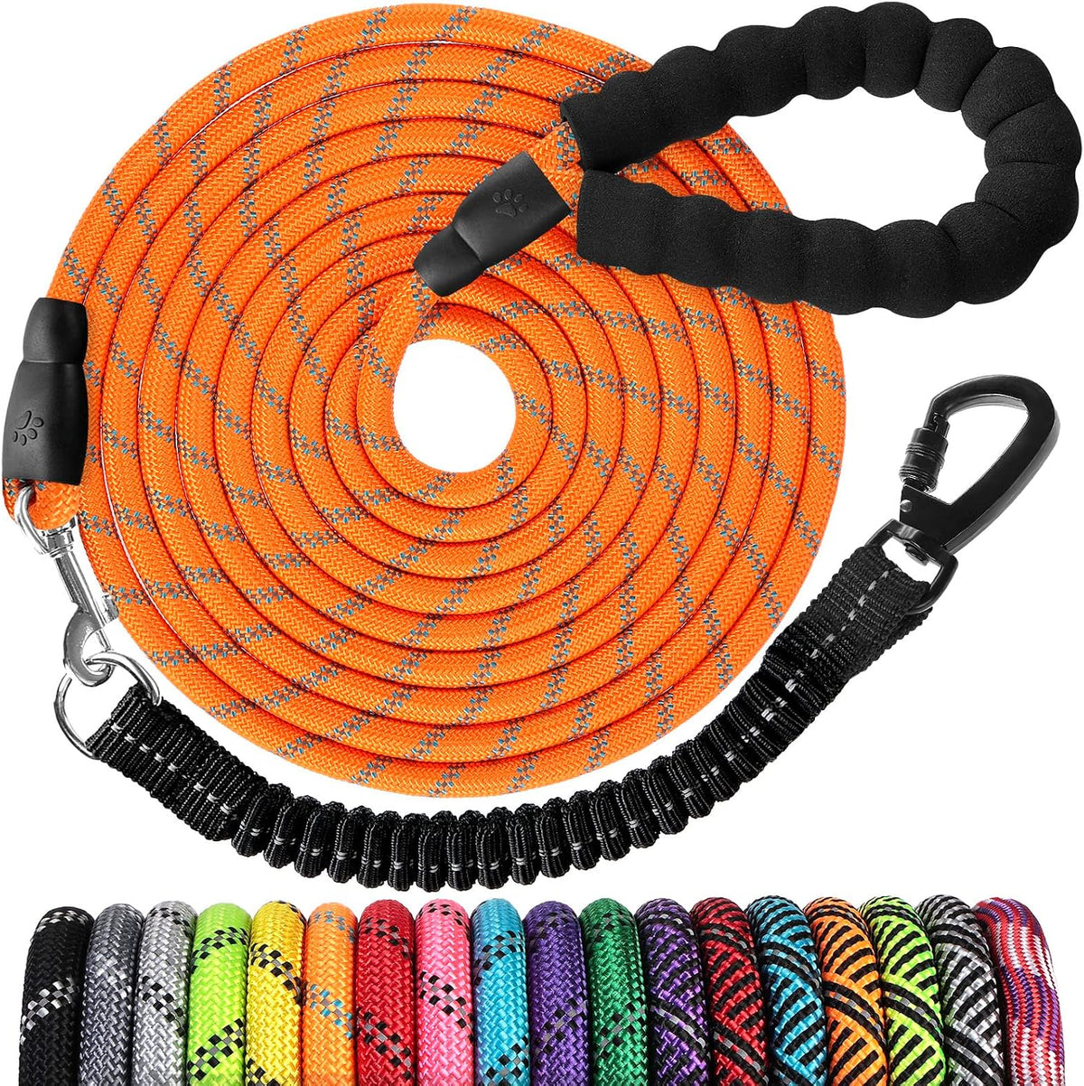 Long Dog Leash 15 FT: Heavy Duty Rope Leashes for Dogs Training - Orange / 100ft*1/3''