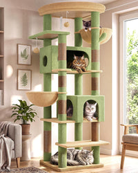 Globlazer 74in Heavy Duty Cat Tree Tower for Indoor Cats Large Adult - Cactus Green / 74inch