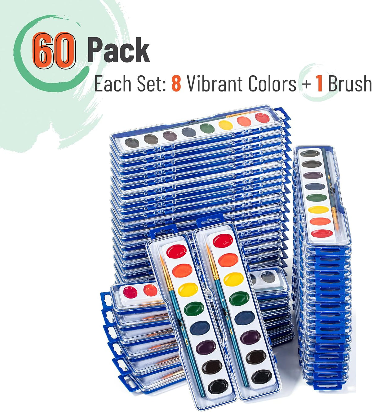 Mr. Pen, Washable Watercolors, 8 Colors with Paint Brush - 60 Pack - image 2