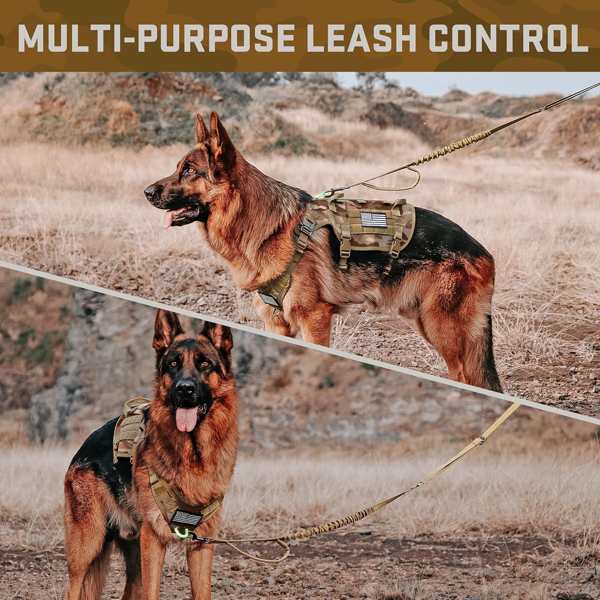Forestpaw Tactical Dog Harness for Medium Dogs, Service Dog Vest - L:Chest 27-40",Fit 70-140lbs / Camouflage Brown - image 3