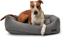 Jax & Bones Dog Napper - Lark Graphite Machine Washable Bed for Dogs - Extra Heavy Duty Bolstered Sides - Small Grey Dog Mat | 24 x 21 Inches
