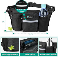 PetAmi Premium Hands Free Dog Leash for 2 Dogs, Adjustable Waist Belt Leash for Dog Walking, Fanny Pack Accessories Bag Dual Bungee Leash for Running, Hiking, Jogging, Biking, Black
