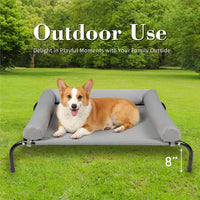 TJSOULER Cooling Elevated Dog Bed with Pillows - M(35x26x8)Inches / Grey - image 4