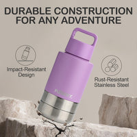 KEWIXY Insulated Dog Travel Water Bottle with Detachable Bowls - Mauve / 32 Oz - image 3