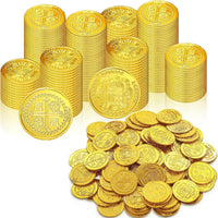 Chivao plastic gold coins, 300 shiny embossed pirate treasure coins - view 2