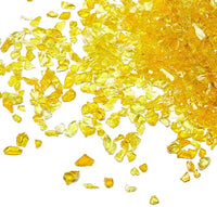 TWINKLING High Luster Fire Glass Gravel Stone Glitter,Broken Glass,Fire Gems Chips,Crushed Glass for Fire Pit Crafts Resin Art Aquarium Garden Decoration,3-6mm,1-Pound Jar (Yellow)