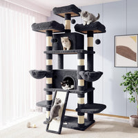 Allewie 68 Inches Cat Tree/House and Towers for Big Feline/Scratching - 82 in / Smoky Grey