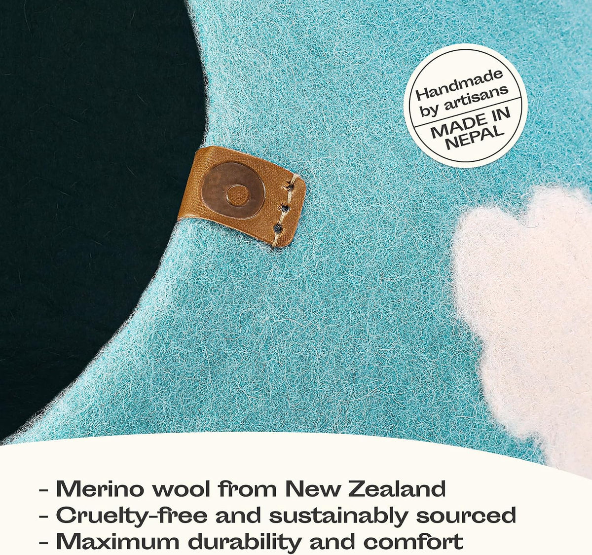 Cat Cave, New Zealand Wool Bed for Indoor Cats - Nap Blue / Large - image 2