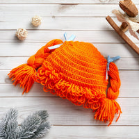 Halloween Cabbage Costume Yarn Wig - Orange 4 / Long Braided Pigtails - image 4