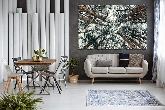 Nature Wall Art Prints - Ocean Forest Mountain Lake Canvas Landscapes - Small to Extra Large Living Room Bedroom Kitchen Bathroom Décor (Trees and Sky, 55L" x 83W"- 3 Panels)