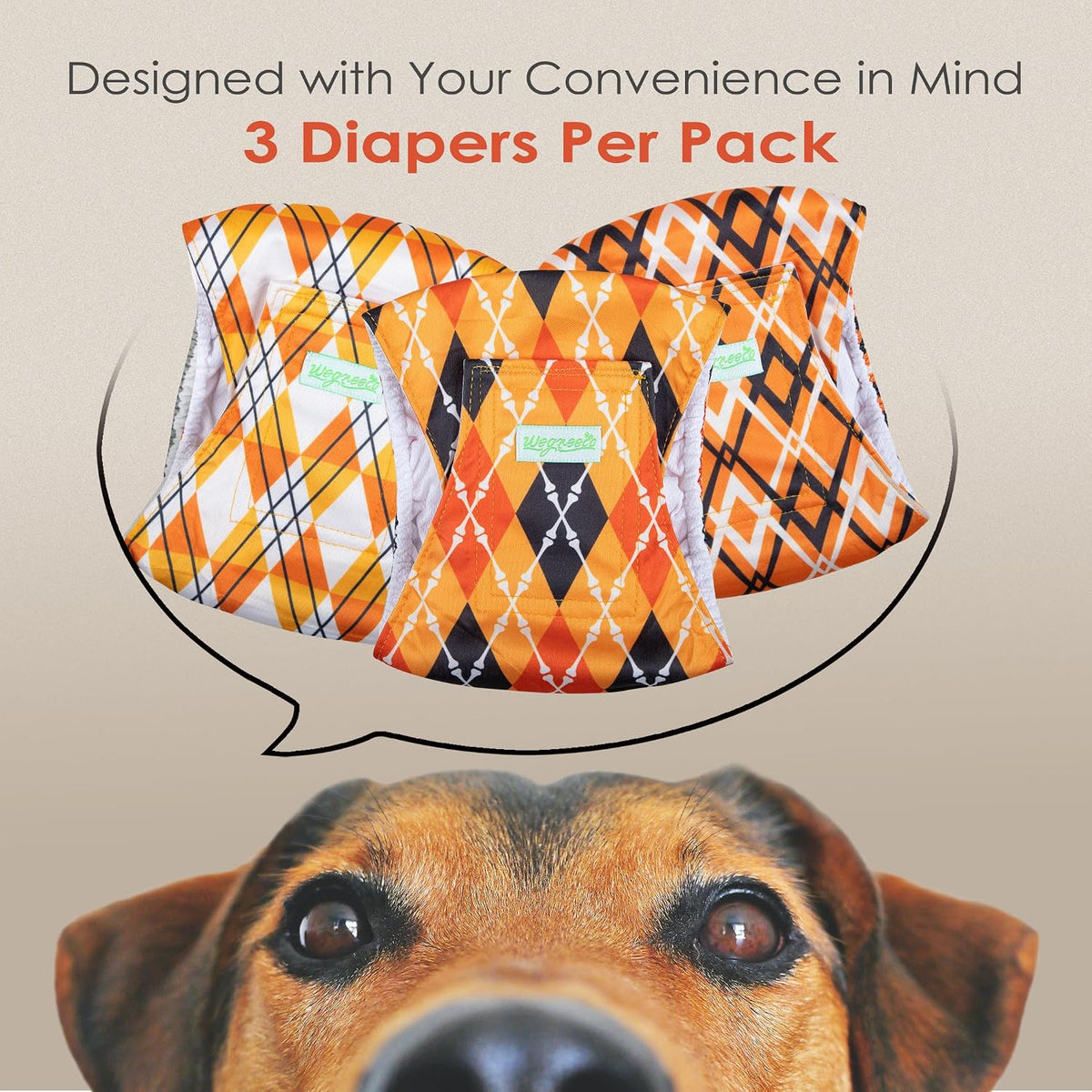 Wegreeco Washable Male Dog Belly Band - Large / Yellow Geometric - image 2
