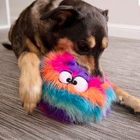 goDog Furballz Squeaky Plush Ball Dog Toy, Chew Guard Technology - Furballz (Cool Rainbow) / Large - image 2