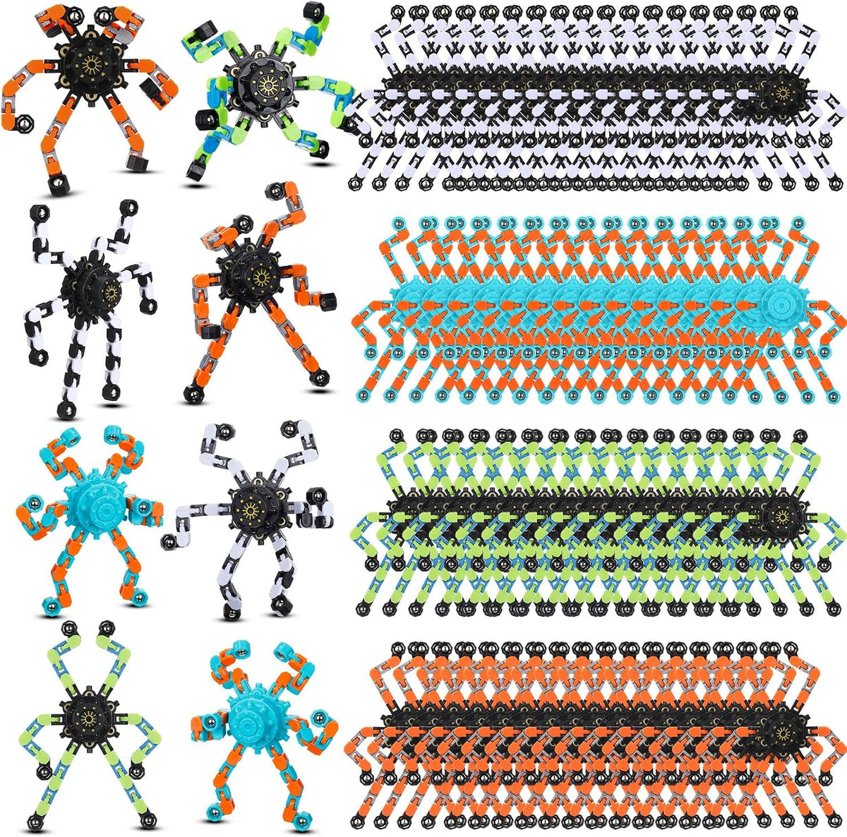 Junkin transformable fidget spinners in white, orange, green and blue - view 3