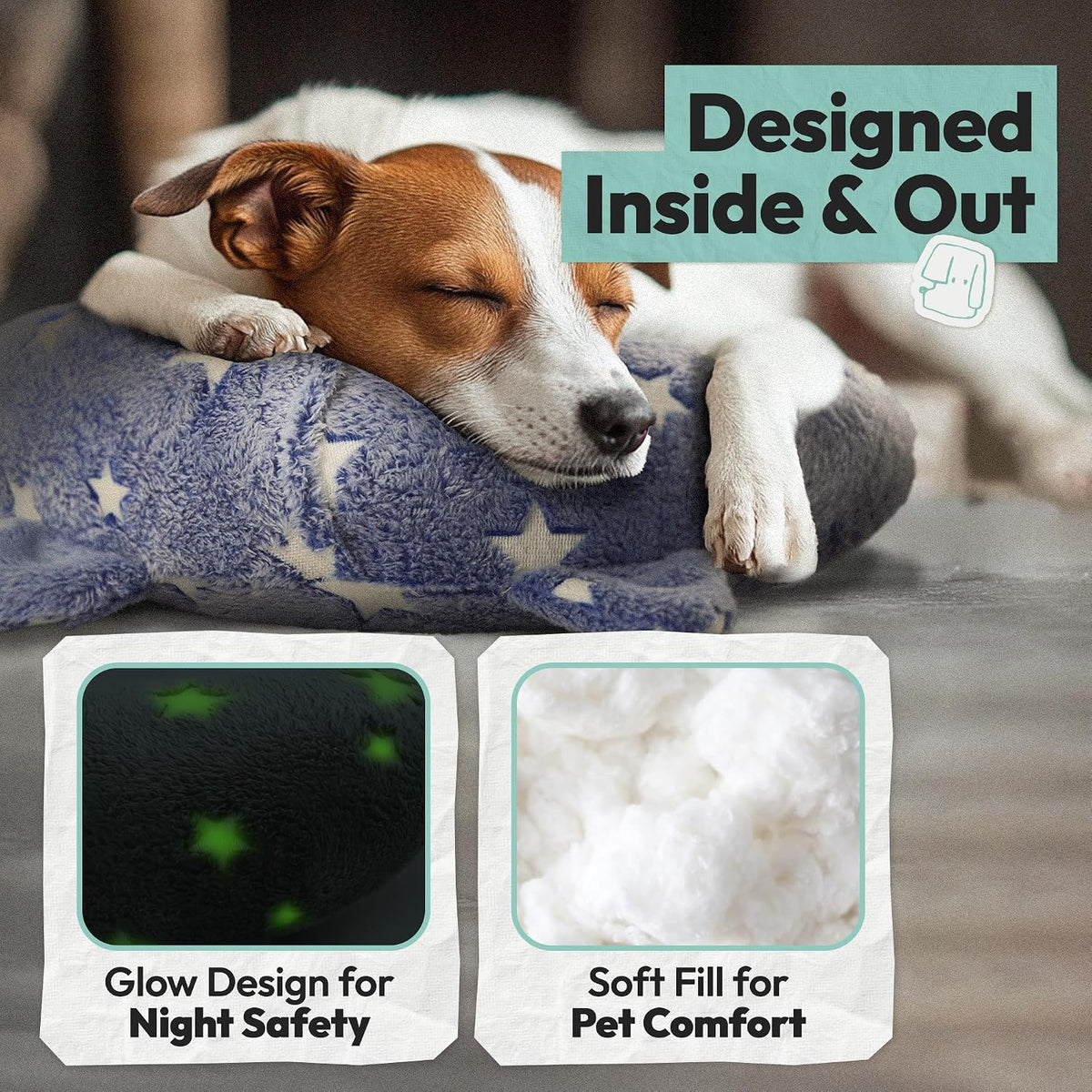 Dog Calming Pillow, Glow in The Dark Dog Put Head on - Medium / Light Blue - image 4