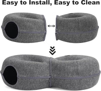 8-Shaped Large Cat Tunnel Bed for Indoor Cats, Infinite Circulation Peekaboo Cat Cave with 12 Toy Balls, Cat Donut Tunnel for Cats up to 30 Pounds (Dark Grey, L 38x24x11in)