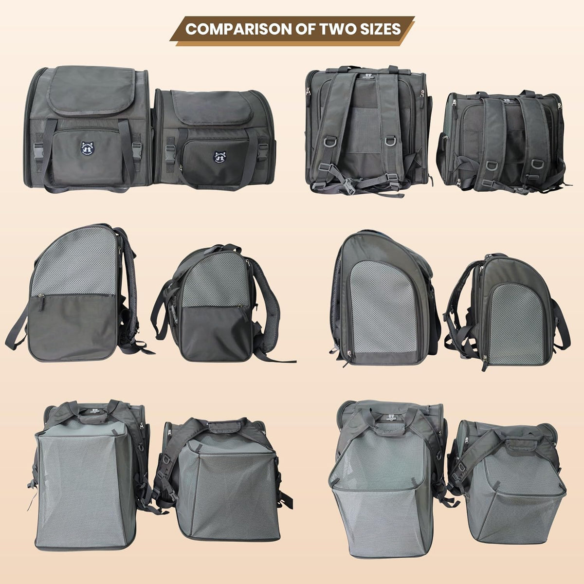 Expandable Large Cat Carrier Backpack, Supports up to – Essentials for Dogs - 16.5"L x 10.2"W x 15.8"H / Dark Grey - image 3
