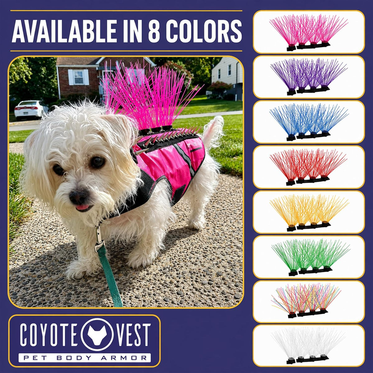 Coyotevest Coyotewhiskers Protective Nylon Dog Harness Bristles - White - image 3