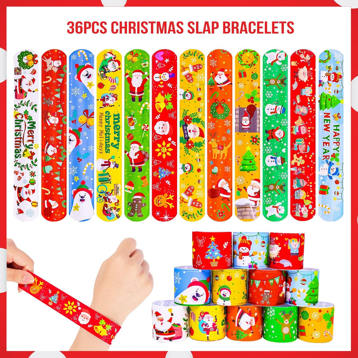 MGparty Halloween party favors, 72 slap bracelets and rubber wristbands with spooky designs - view 6