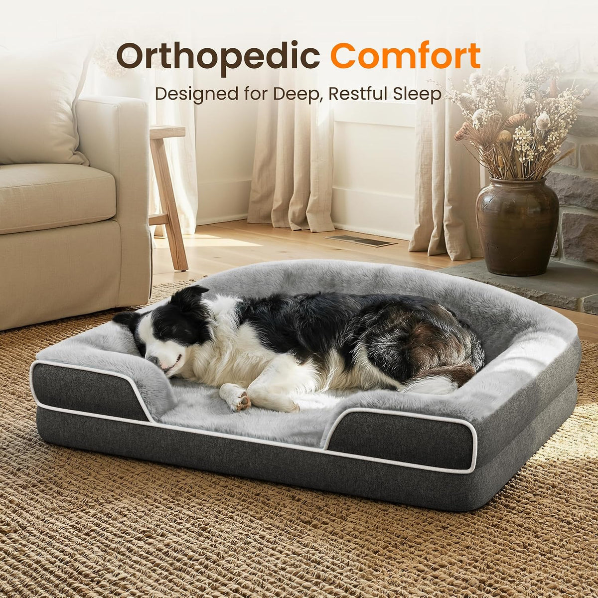 Orthopedic Dog Bed for Extra Large Dogs - Dark Grey / 35.0"L x 25.0"W x 7.0"Th - image 2