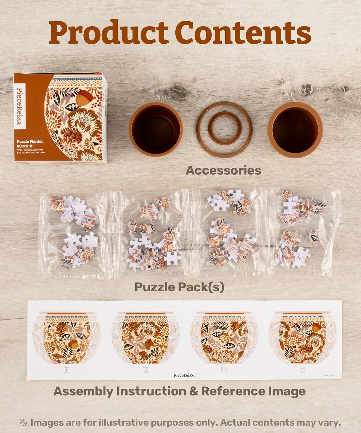 PieceRelax Unique 3D Puzzle Planter, 80 Plastic Pieces [K1101] - Classic Ornamental Style - image 4