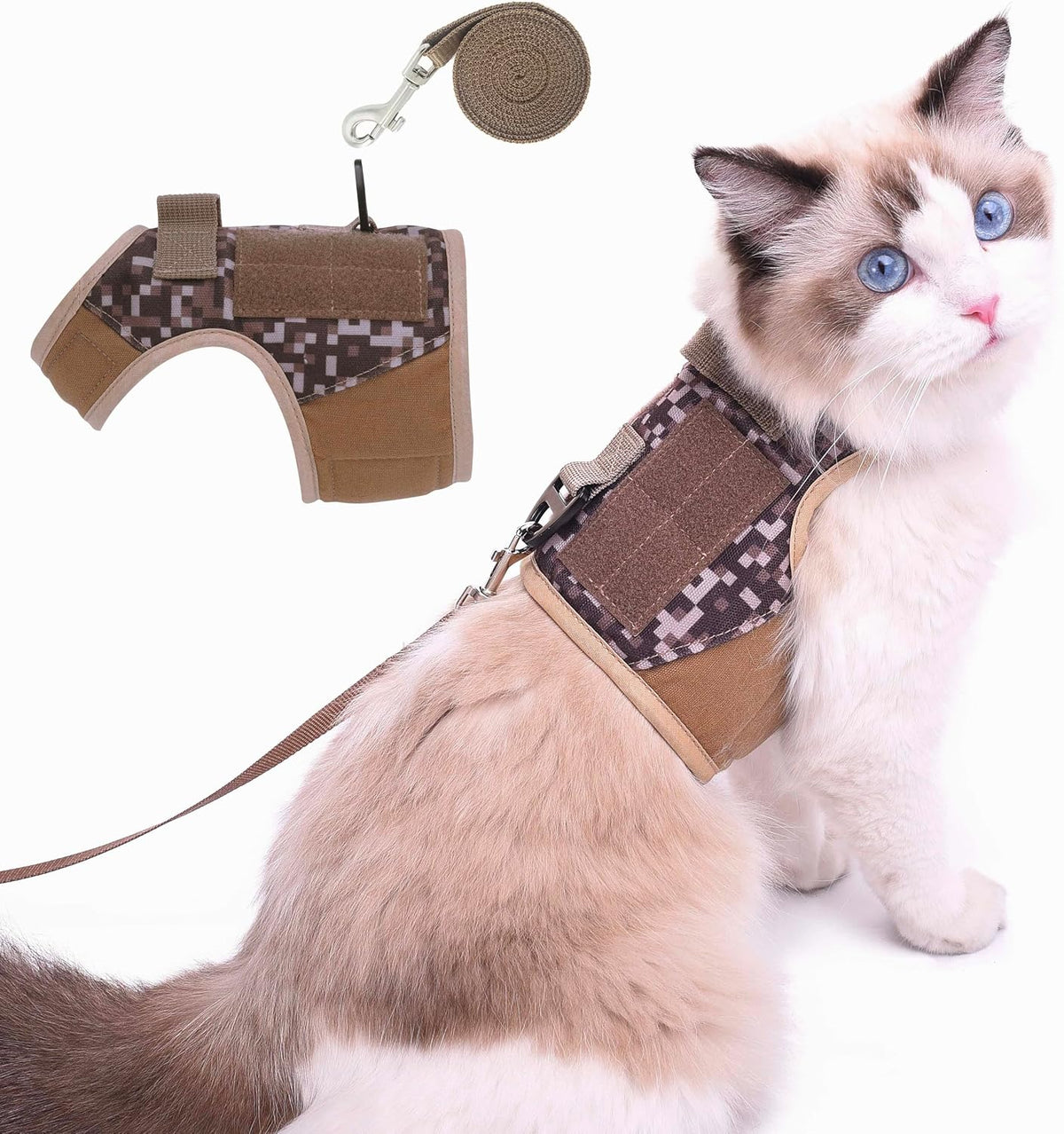Cat Harness and Leash Set for Walking Escape Proof - Desert Camo / S 4-6 lbs