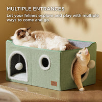 Bedsure Cat House Bed for Indoor Cats with Fluffy Ball and Scratch Pad - Green / Widen - image 2