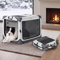 Lesure Portable Soft Collapsible Dog Crate for Large Dogs - Light Grey / 36.0"L x 23.0"W x 25.0"H