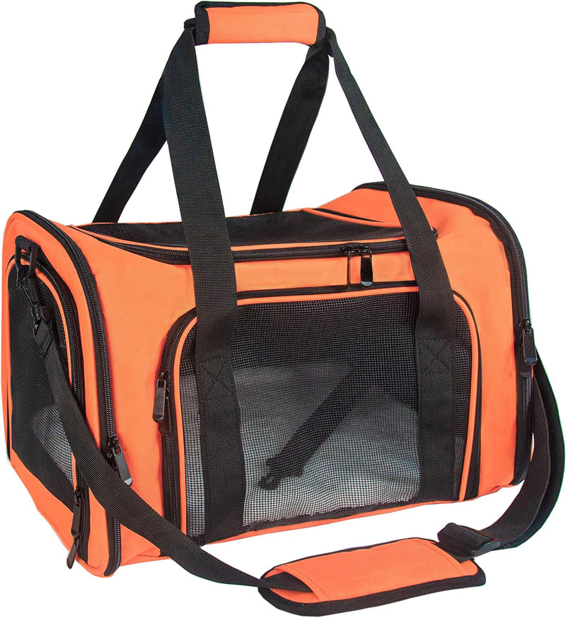 Soft Sided Carrier for Small Medium Cats Dogs - 17.0"L x 11.0"W x 11.0"H / Orange