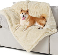 Bedsure Waterproof Dog Blankets for Large Dogs, Fluffy Faux Fur - Cream / L(40x50") - image 4