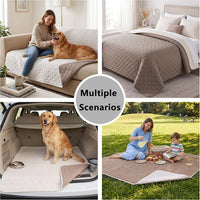 Waterproof Couch Cover, Washable Dog & Pet Furniture Protector - Cream+khaki / 68x82 Inches - image 3
