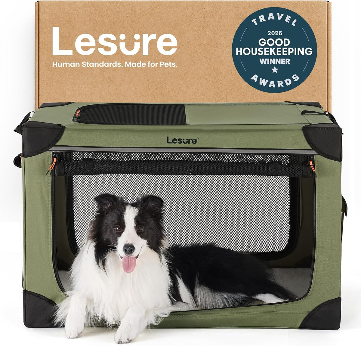 Lesure Shown on Today Show Soft Collapsible XL Dog Crate - Green / 36.0"L x 25.0"W x 25.0"H