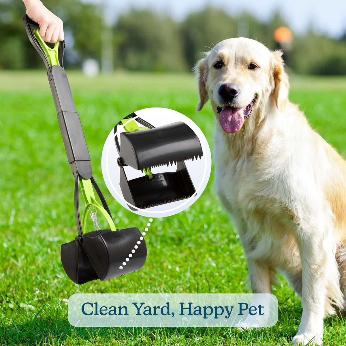 Pooper Scooper - Foldable Cat and Dog Poop Scoop with Ergonomic Handle - Enables One-Handed Use on - image 3