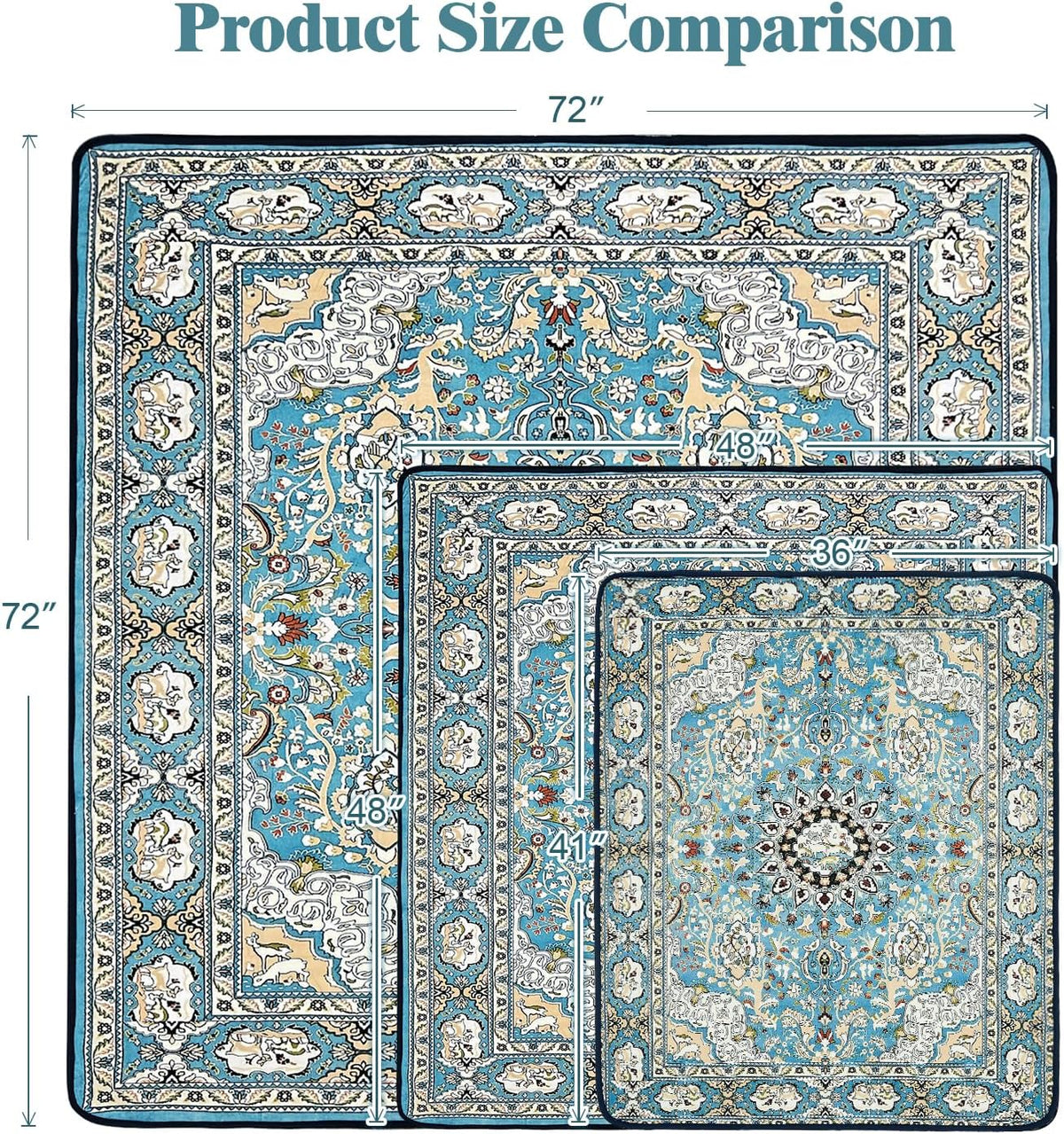 Washable Pee Pads for Dogs, Reusable Puppy Pads 36"x 41" 2 Pack – Essentials for Dogs - Medallion Blue / 72"*72"(Pack of 1) - image 2