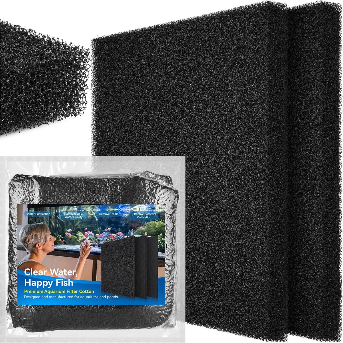 Borlech Aquarium Bio Filter Sponge Pad - 18.5"x18.5"x1.6" (20PPI) 2 PACK