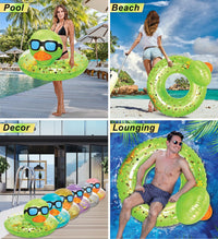 POZA inflatable duck pool float tube with gold confetti, sunglasses and orange beak - view 14