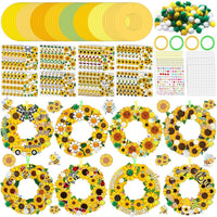 Hollowfly Thanksgiving paper wreath craft kits with gem stickers, ribbons and wool balls - view 4