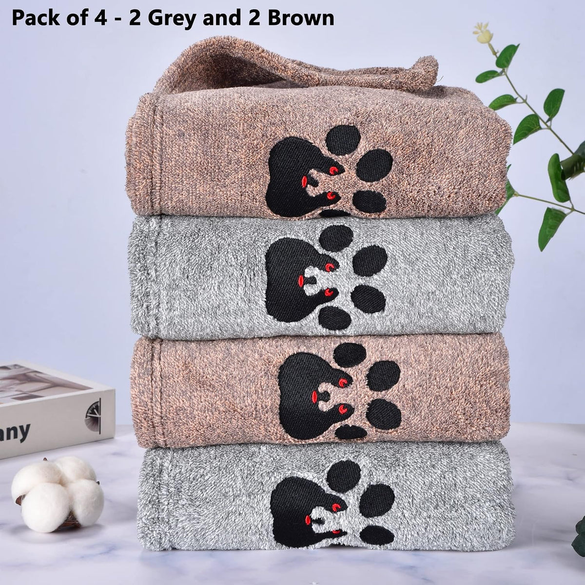 Dogvingpk Dog Towels for Drying Dogs 2 Pack - 2grey and 2brown / M-36" * 28" - image 4