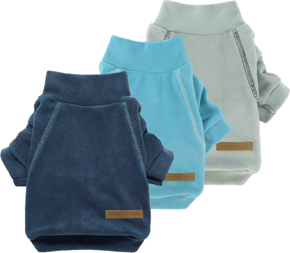 Fitwarm 3 Pack Classic Fleece Dog Sweater - X-Large / Blue-Grey-Navy