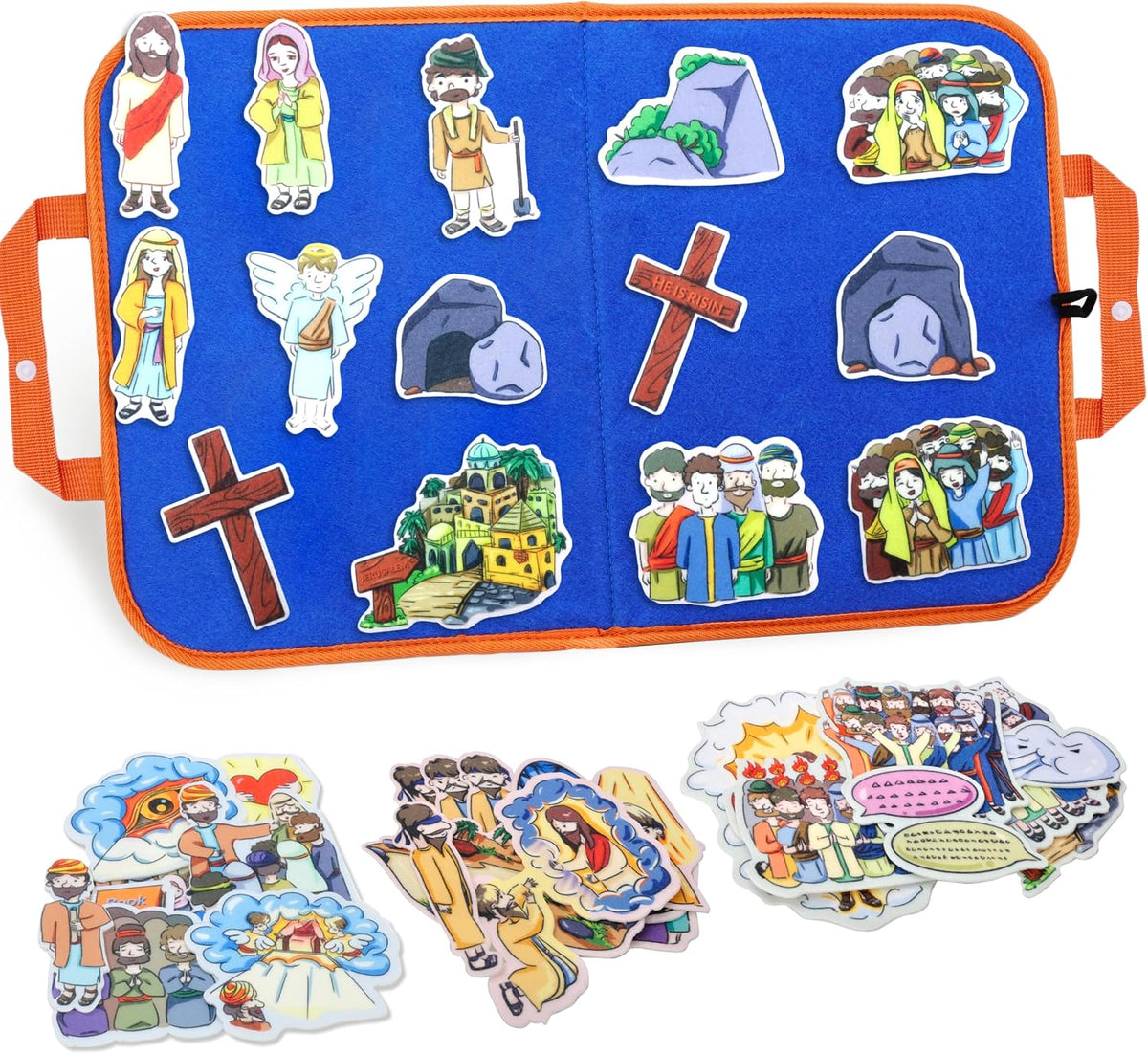 CHEFAN Noah's Ark Felt Board Bible Stories - Jesus Resurrection & Other 3 Bible Stories Set